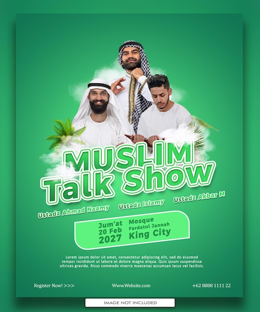Design de cartaz muçulmano ramadan maulid talkshow