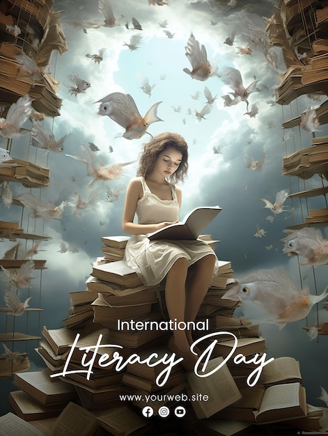 PSD design de cartazes para o dia internacional da alfabetização