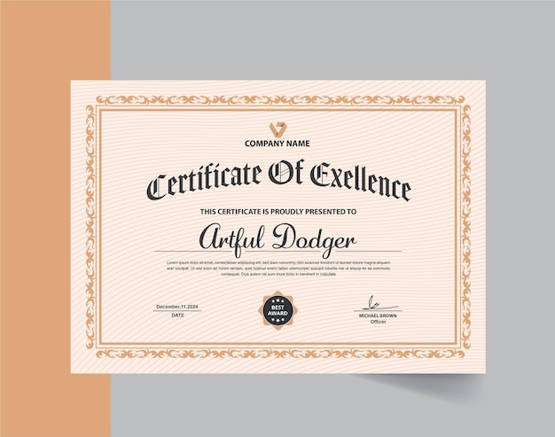 Design de certificado editável do curso Lash