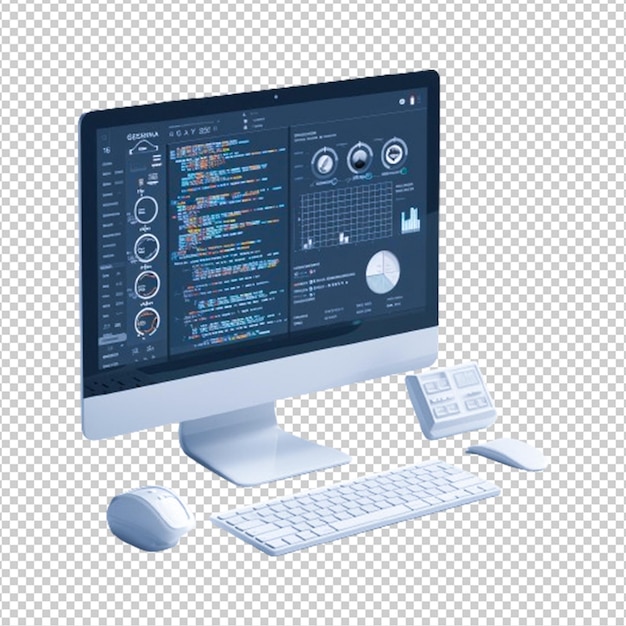 PSD design de computador realista isolado em fundo transparente