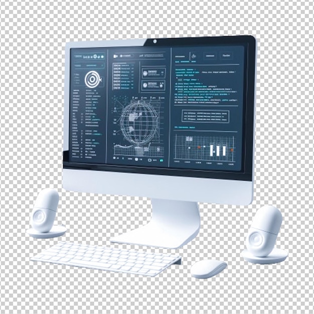 PSD design de computador realista isolado em fundo transparente