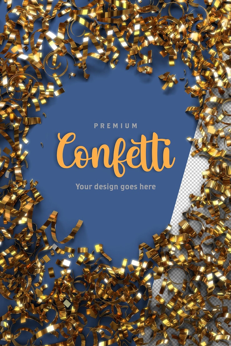 PSD design de confetes premium para celebrações e eventos especiais
