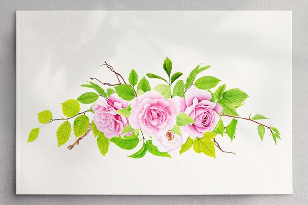 PSD design de coroa de flores em aquarela