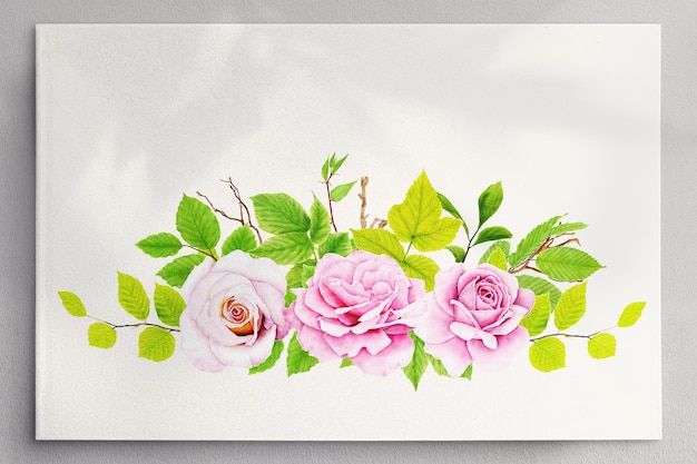 PSD design de coroa de flores em aquarela