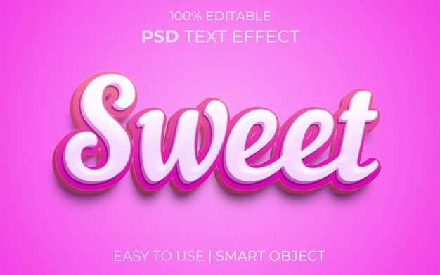 PSD design de efeito de texto 3d editável doce