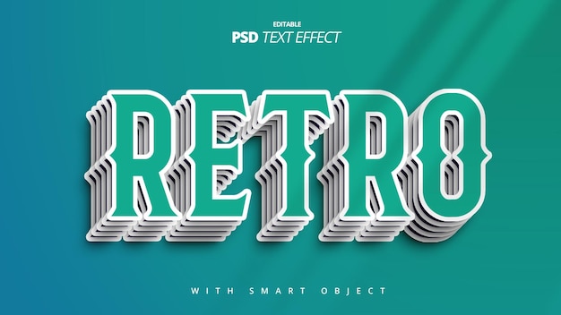 PSD design de efeito de texto 3d retrô verde