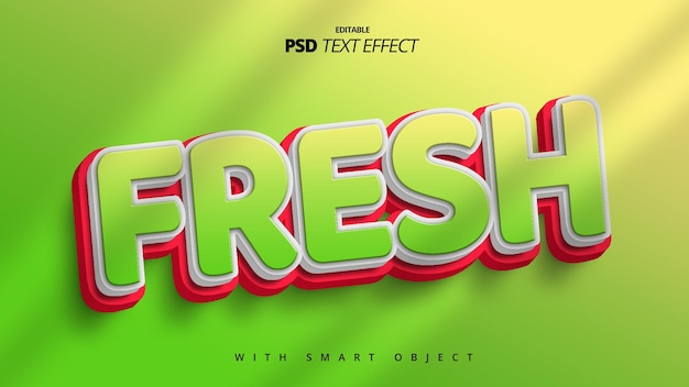 PSD design de efeito de texto 3d verde fresco