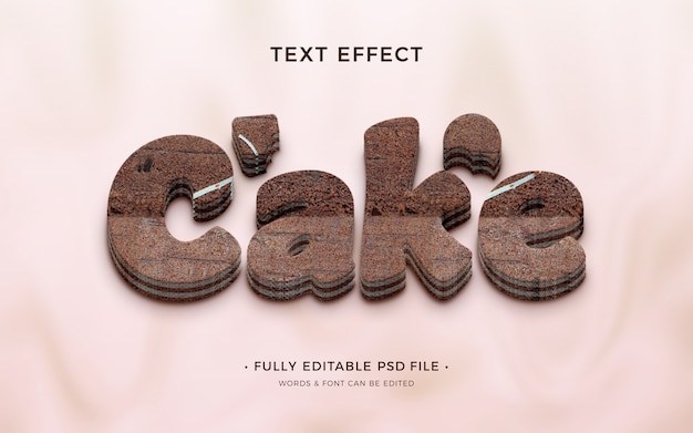 PSD design de efeito de texto de bolo