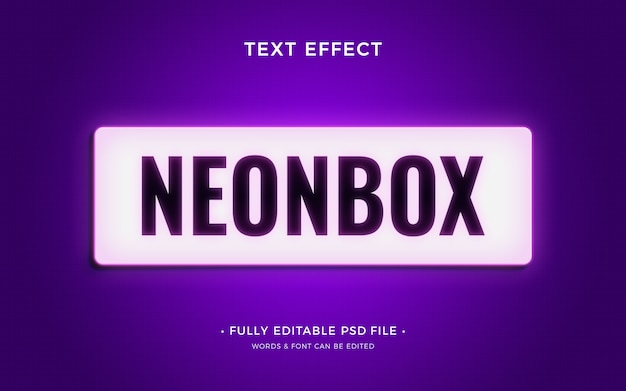 PSD design de efeito de texto de caixa de néon