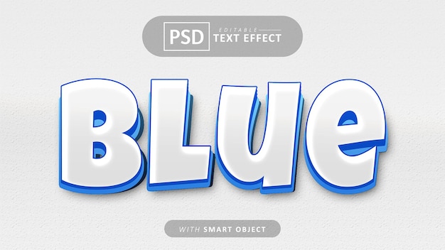 PSD design de efeito de texto de estilo de desenho animado azul