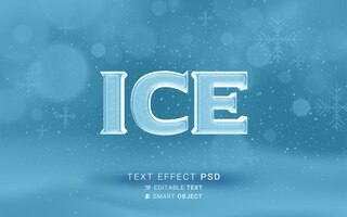 PSD design de efeito de texto de gelo