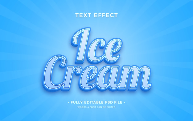 PSD design de efeito de texto de sorvete