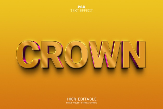 Design de Efeito de Texto Editável Crown PSD