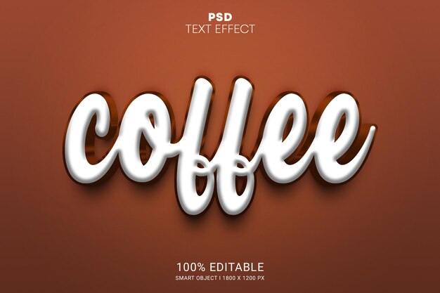 Design de efeito de texto editável de objeto inteligente psd de café