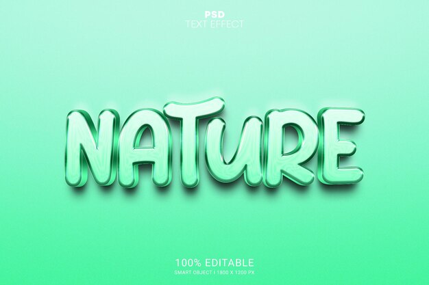 Design de efeito de texto editável em PSD 3D da natureza