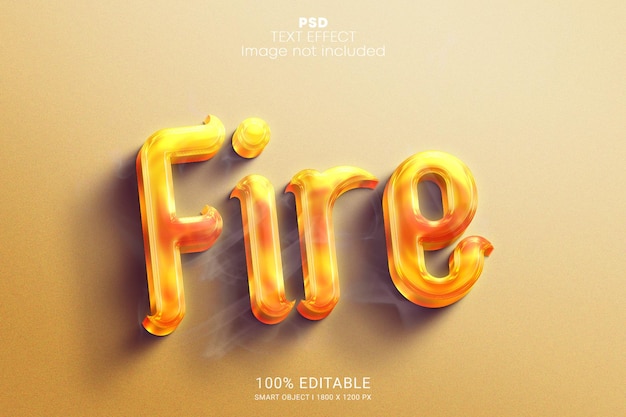 Design de efeito de texto editável em psd fire 3d