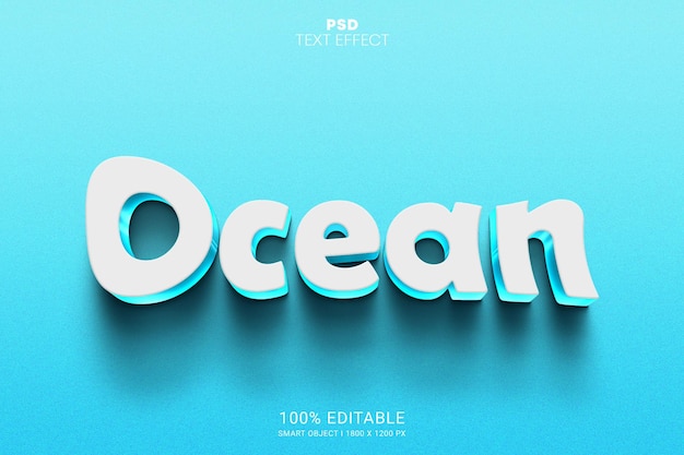 Design de Efeito de Texto Editável Ocean PSD