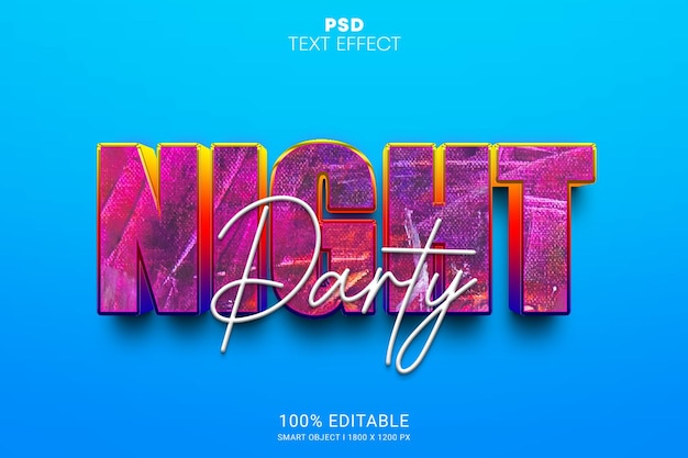PSD design de efeito de texto editável psd de festa noturna