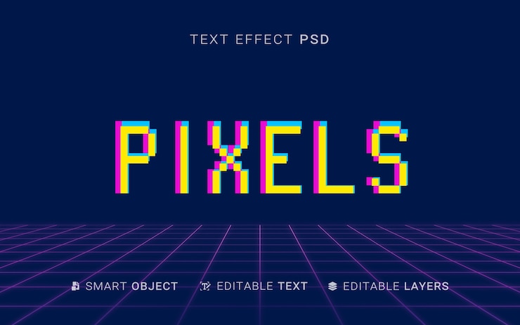 PSD design de efeito de texto em pixels