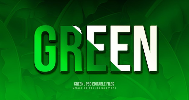 PSD design de efeito de texto verde 3d editável