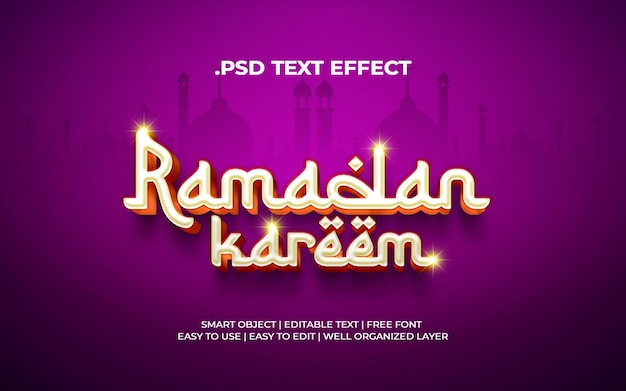 PSD design de efeitos de texto ramadan kareem