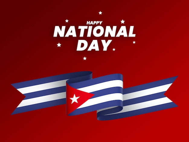 PSD design de elemento da bandeira de cuba banner do dia da independência nacional fita psd