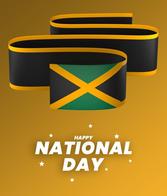 PSD design de elemento de bandeira da jamaica faixa de banner do dia da independência nacional psd