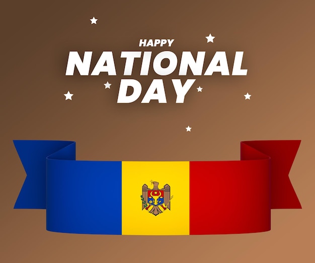 Design de elemento de bandeira da moldávia fita de banner do dia da independência nacional psd