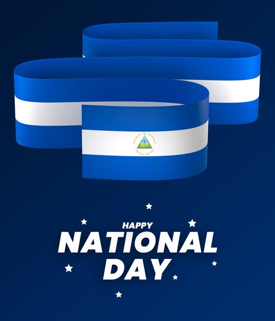 PSD design de elemento de bandeira da nicarágua faixa de banner do dia da independência nacional psd