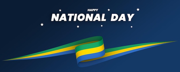 PSD design de elemento de bandeira do gabão faixa de banner do dia da independência nacional psd