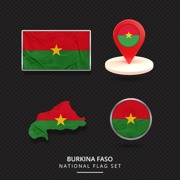 PSD design de elemento de localização da bandeira nacional de burkina faso