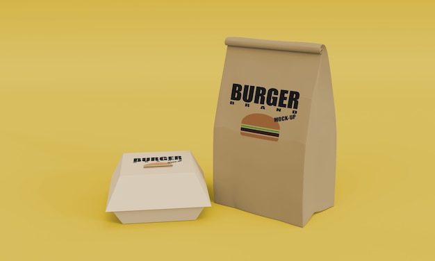 Design de embalagem do modelo de renderização 3D do mockup