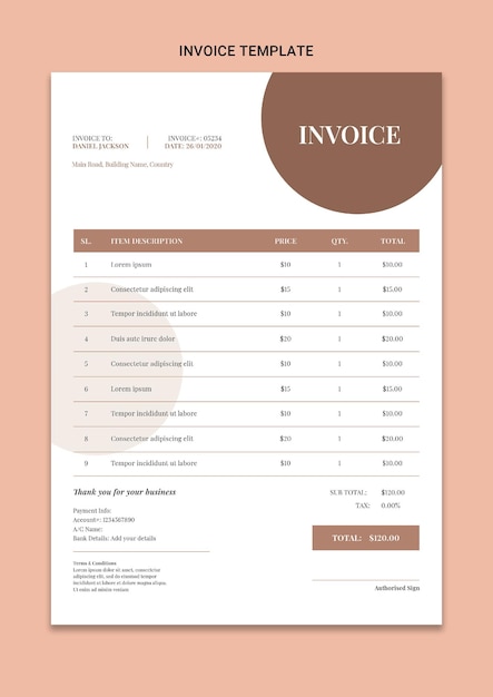 Design de Excel de Modelo de Fatura Criativa