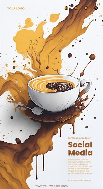 Design de folheto com ilustração abstrata de café
