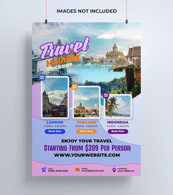 PSD design de folheto de viagens de férias