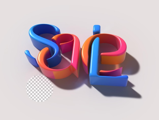 Design de fonte Psd transparente de letras de venda 3d