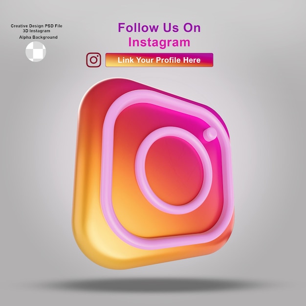 Design de ícone criativo do instagram 3D