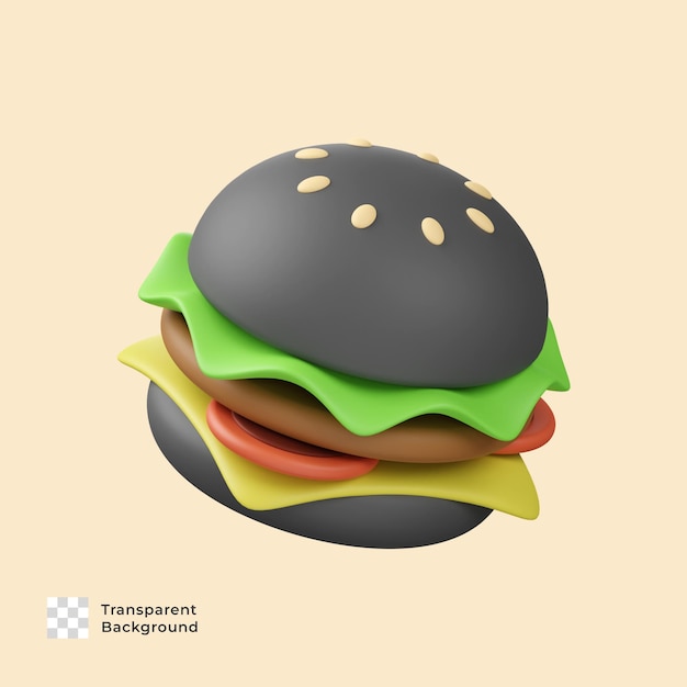 Design de ícone de renderização 3d do black burger