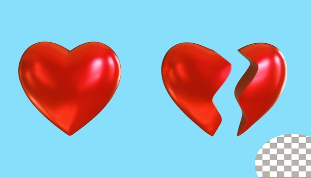 PSD design de ilustração 3d de coração de dia dos namorados
