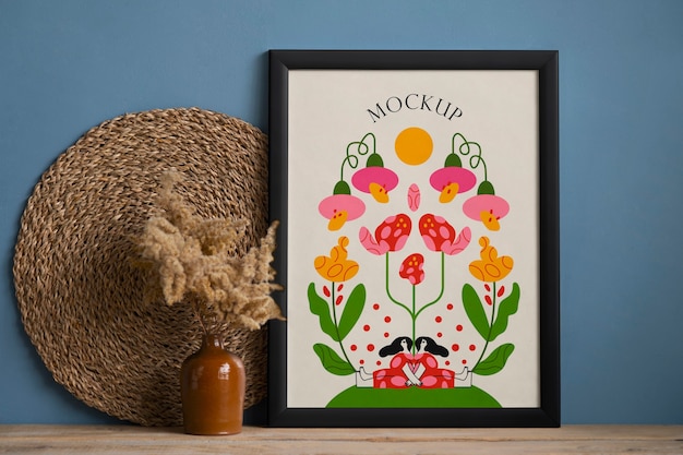 Design de interiores em estilo boho com moldura