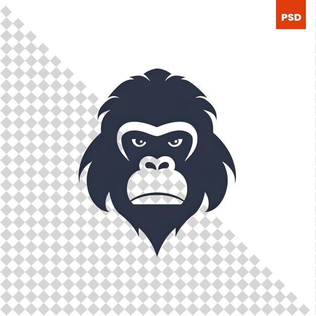 PSD design de logotipo de chimpanzé ilustração em vetor de cabeça de gorila