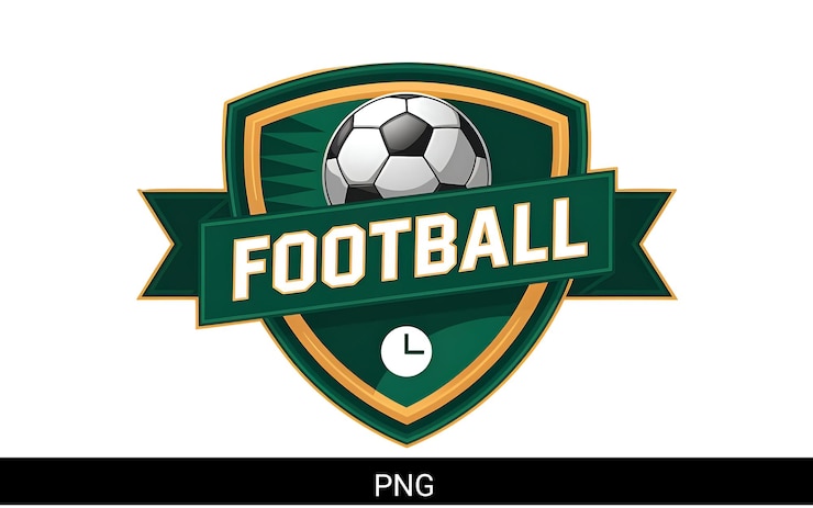 PSD design de logotipo de futebol com escudo e fita