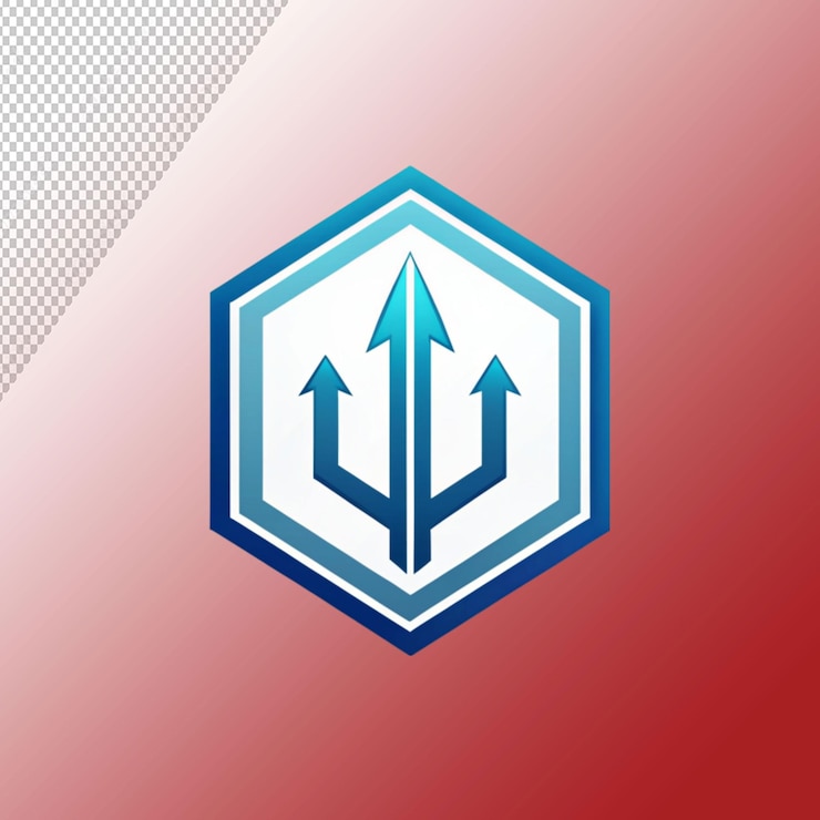 PSD design de logotipo de marca criativa de tridente hexagonal em fundo transparente