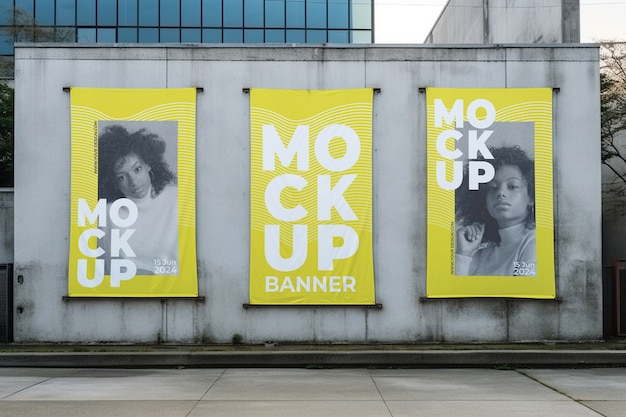 Design de maquete de banner de têxteis