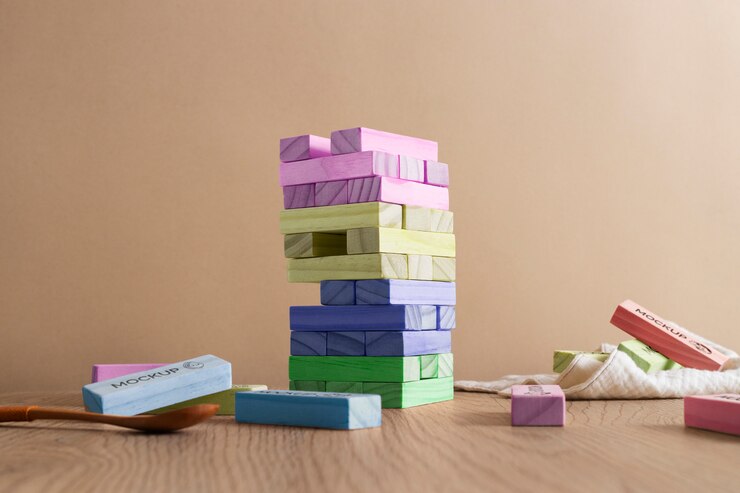 PSD design de maquete de brinquedos infantis multicoloridos