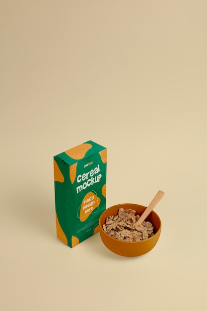 PSD design de maquete de caixa de cereal de café da manhã