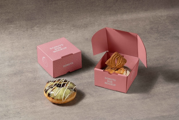 Design de maquete de caixa de donuts