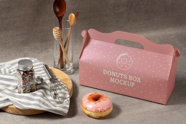 Design de maquete de caixa de donuts