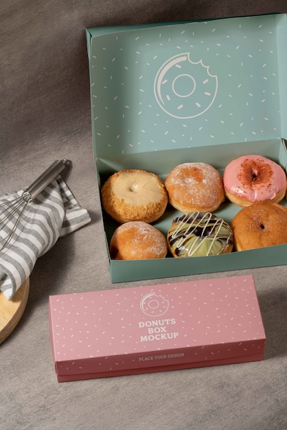 Design de maquete de caixa de donuts