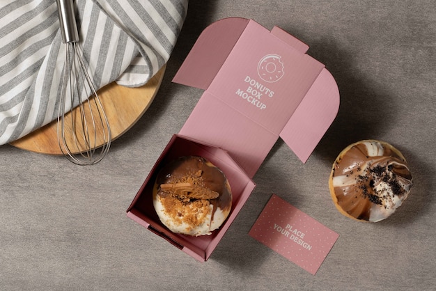 Design de maquete de caixa de donuts